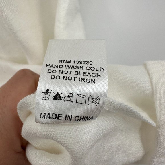 Tuckernuck Women's Annie Smocked Mini Dress Linen Puff Sleeve White sz L NEW - Picture 7 of 8